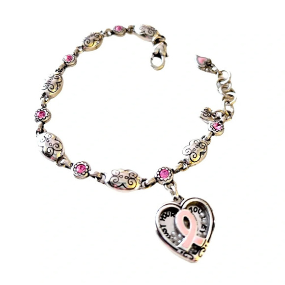 Brighton "Trust Your Journey" Heart Charm Bracelet.  Breast Cancer awareness. - Picture 6 of 6